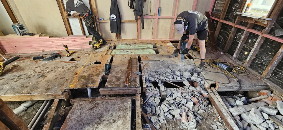 Existing floor opened up during the renovation
