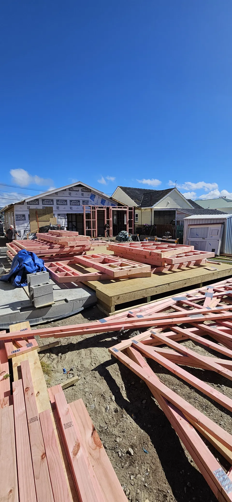 New timber floor framing during the extension build